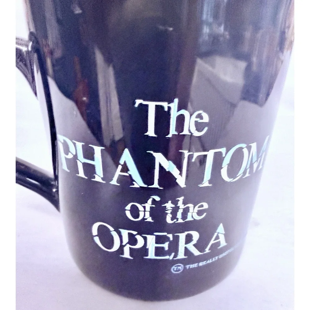 The Phantom of the Opera Black Mug with White Mask -Theater Collectible VTG 1986